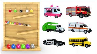Learn Colors with Soccer Balls Xylophone Toy Wooden Hammer Street Vehicles - Educational Videos