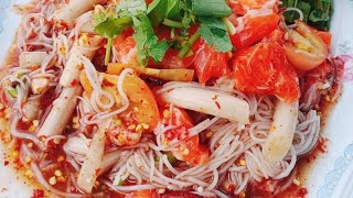 #คลิปใหม่ร้านส้มตำยำเจ้เล็ก เปิดอีกครั้งถนนคนเดินประจวบ เมนูแซลมอนมาแรง JeaLeak Spicy salad