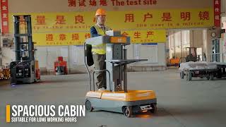 SINOLIFT Drivable Elevated Work Platform Propelled Warehouse Package Stand-on Electric Order Picker