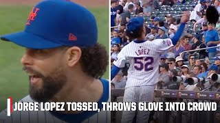 EJECTION ALERT 😡 Jorge Lopez TOSSED, then throws glove into the crowd 👀 | ESPN M