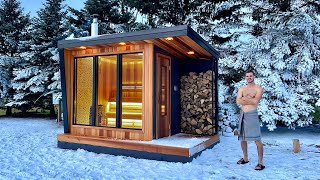 Building a MODERN SAUNA in a Winter Wonderland -  Build