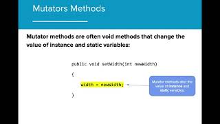 AP CS A 5.5 - Mutator Methods