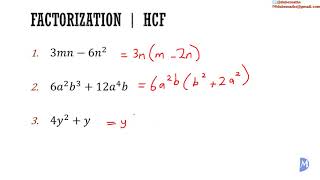 Factorization by HCF | Algebra