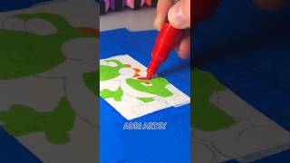 Drawing Yoshi on a CARD with Posca Markers! #shorts