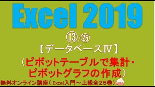 エクセル2019使い方⑬/㉕　データベースⅣ／ピボットテーブル・グラフで集計