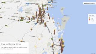 Microsoft Power Map - Queensland Crime Data