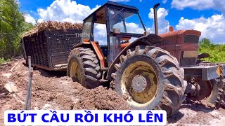 Giải cứu máy cày fiat 1000 bứt cầu khi chở củ mì ở lòng hồ dầu tiếng