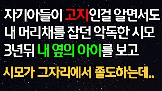 실화사연 - 자기아들이 고자인걸 알면서도 내 머리채를 잡던 악독한 시모 3년뒤 내 옆의 아이를 보고 시모가 그자리에서 졸도하는데..ㅣ라디오드라마ㅣ사이다사연ㅣ