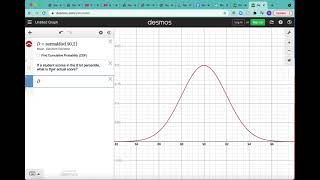 Working backwards in a normal distribution using Desmos.