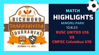 RUSC United U16 VS CMFSC Columbus (1-1) Richmond Thanksgiving Tournament | Richmond Soccer 10.8.2023