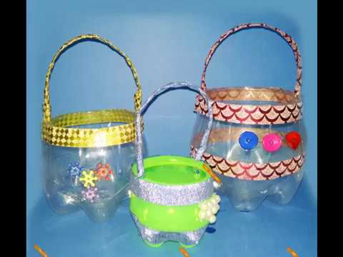 Make Flower Basket With Cold Drink Bottle From Plastic Bottle Flower ...