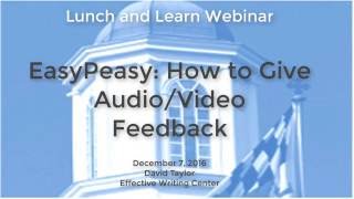 EasyPeasy: How to Give Audio/Video Feedback to Students