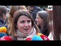 angry protesters try to stop eviction of resident from iconic apartment building in barcelona