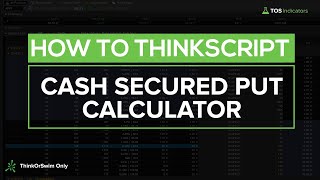 Build a Cash Secured Put Calculator for ThinkOrSwim in 15 Minutes