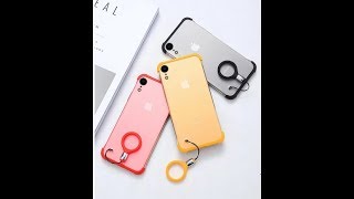 Apple iPhone Ultra Slim Premium Frameless Transparent Hard Case (With Metal Ring)