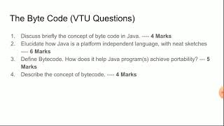Java Bytecode (Module-2 Chapter-2 2.2.1 - Object Oriented Concepts) 18CS45