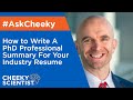 How to Write A PhD Professional Summary For Your Industry Resume