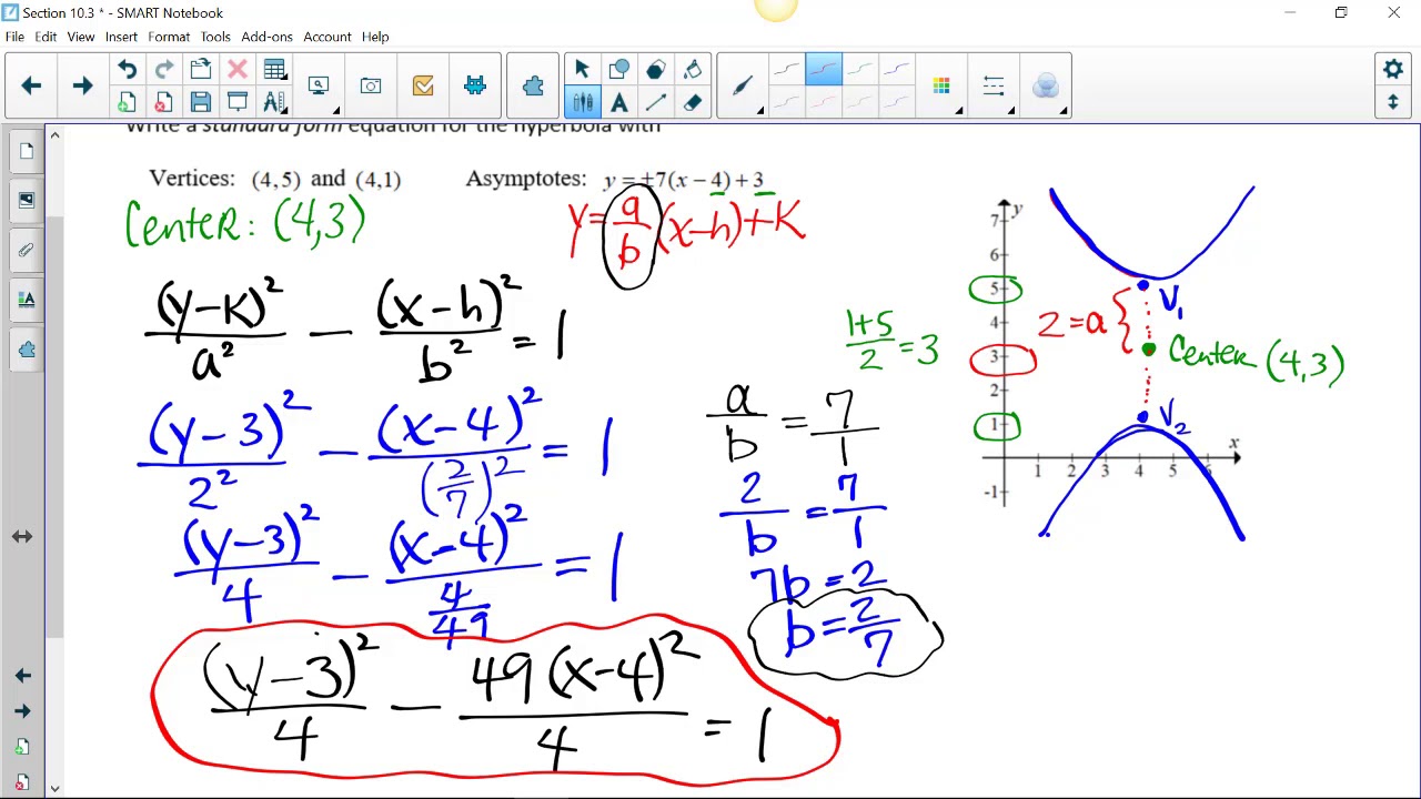 10 3 Writing The Equation Of A Hyperbola - YouTube