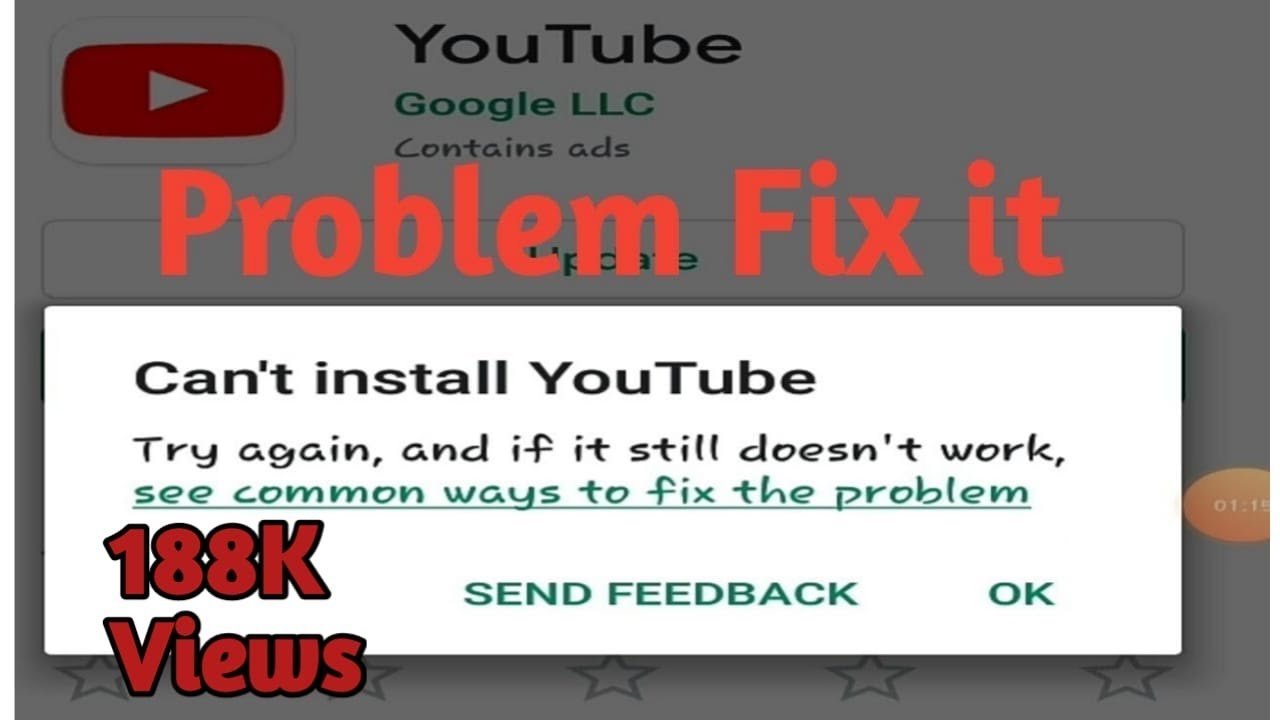 How To Fix Error Youtube - Can't Install Youtube -- Fix Problem - YouTube