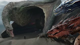 Vhagar's Size compared to Smaug and Drogon