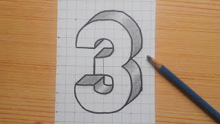 Simple 3d Drawing Number 3 / How To Draw Easy For Beginners #shorts