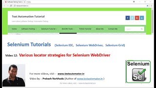 Selenium Video 12 - Various Locator Strategies For Selenium Webdriver