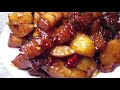 home made spicy potatoes roasted with red meat