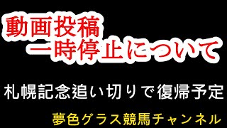 動画投稿少しお休みします【札幌記念追い切りで復帰予定】