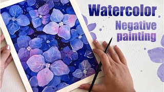 Watercolor flowers | Negative painting technique | No voice over