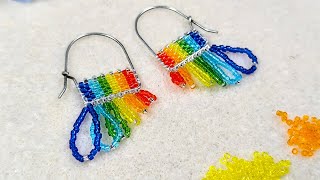 Rainbow loop earrings using Toho Treasures \u0026 Nunn Design earring findings