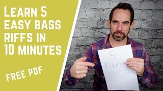 Learn 5 Easy Beginner Bass Riffs on the Bass Guitar in 10 Minutes (No.18 )