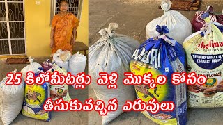 25 కిలోమీటర్లు వెళ్లి మొక్కల కోసం తీసుకువచ్చిన ఎరువులు