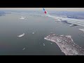 4k amazing aerial view of manhattan new york city final descent landing at laguardia airport lga