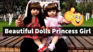 24 Inch Reborn Toddlers Dolls Princess Girl with Long Hair Valentina Real Life Baby Doll for Christm