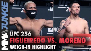 Deiveson Figueiredo first to scale, Brandon Moreno fight official | UFC 256 weigh-in highlight