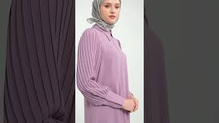 Tuğba || Fall Winter 2024/25  || Kollar Pliseli Geniş Manşetli Tunik - Lila