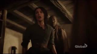 lucy and rufus getting everone out safe while wyatts in the battle Timeless clip 1x05 clip