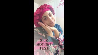 trying a silk bonnet for frizz free curly hair ➿ #Shorts #NaturalHair