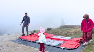 OUR TENT CAMP IN THE FOG