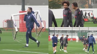 Ruud van Nistelrooy, Leny Yoro, Bruno Fernandes & Manchester United training session for Europa