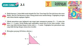 KSSM Matematik Tingkatan 2 Bab 2 pemfaktoran dan pecahan algebra jom cuba 2.1 no6-8  buku teks form2