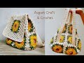 How to make a simple crochet sunflower backpack. Crochet bag. August Craft & Crochet.