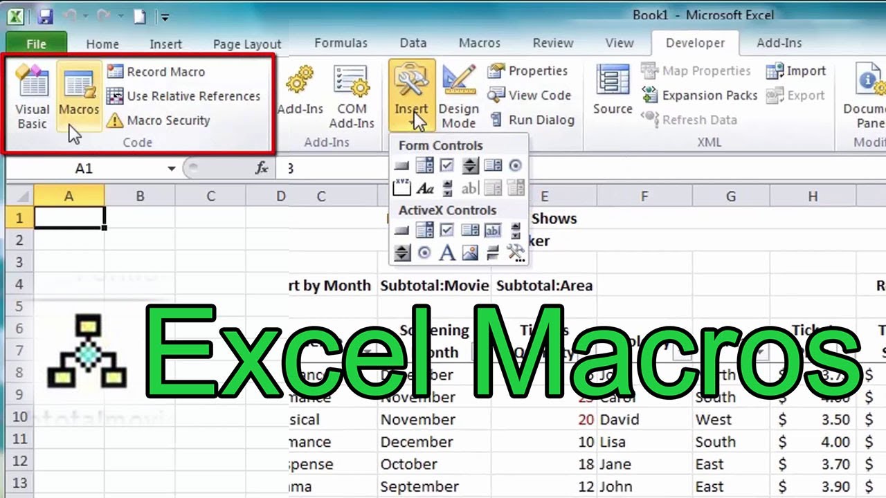 Excel Tutorial 30 Macros For Beginners Youtube