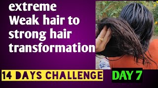 DAY 7 || extreme Weak hair to strong hair transformation || 14 days challenge || protein hair  mask