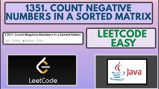 Leetcode | 1351. Count Negative Numbers in a Sorted Matrix | Easy | Java Solution