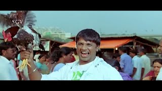 Duniya Vijay Preparing Chicken Comedy Scene | Jarasandha Kannada Movie | Roopadevi, Pranitha