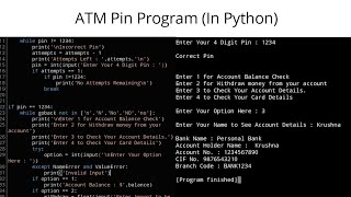 Simple ATM Pin Program in Python