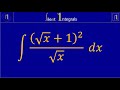 indefinite integral of (sqrt(x)+1)^2/sqrt(x) by substitution | substitution | silent integrals