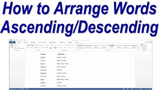 How to Arrange Words Alphabetically in MS word (Ascending/Descending)