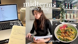 midterms vlog | VERY productive study days, working at the library & get product
